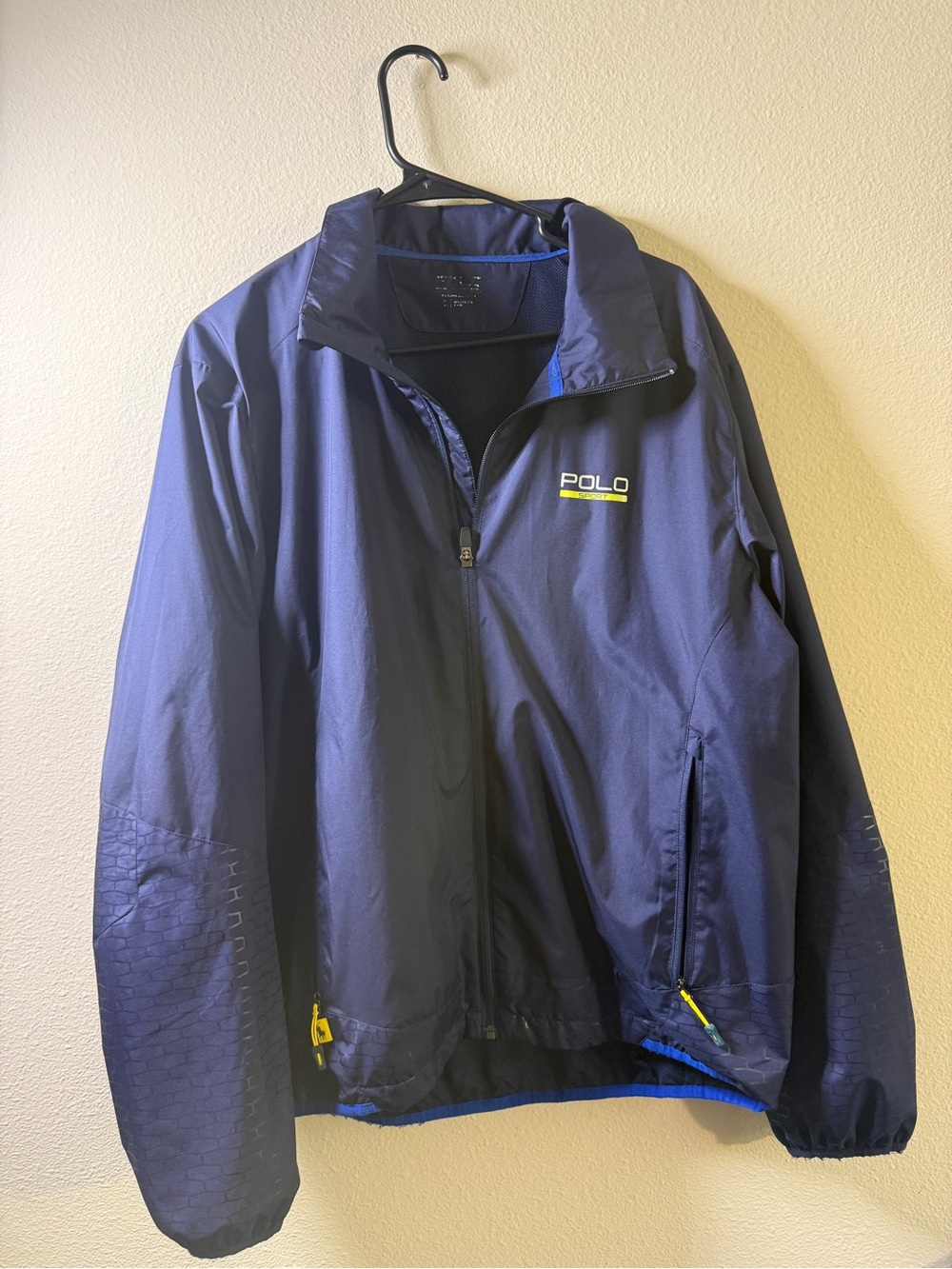 Polo by Ralph Lauren Navy Windbreaker Jacket with Yellow Accents